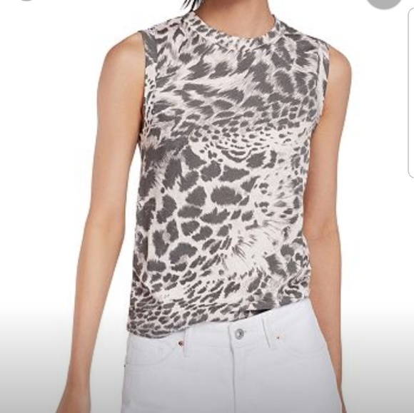 All Saints Tops - All Saints Paw Imogen Tank, pink & gray, large